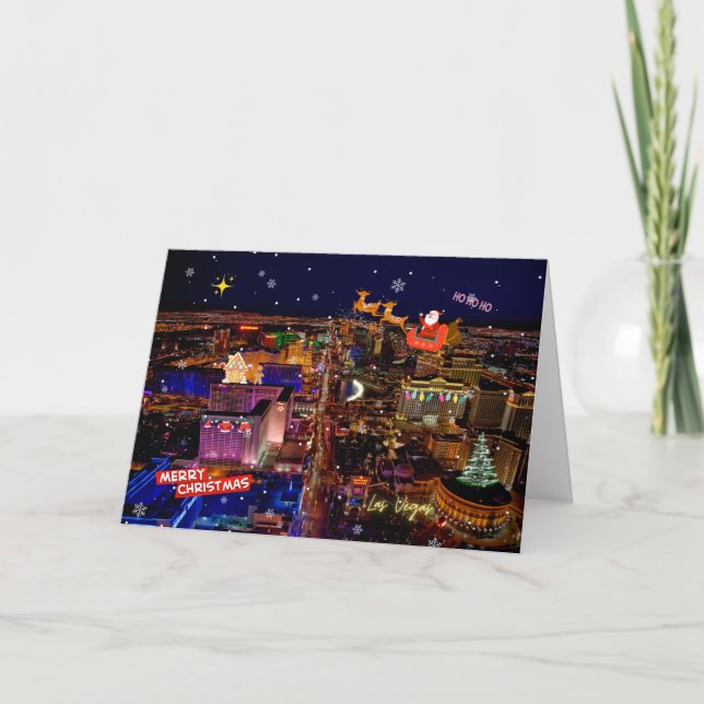 Las Vegas Strip Santa/Reindeers Christmas Card (Front)