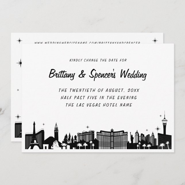 Las Vegas Strip Skyline Change the Date Invitation (Front/Back)