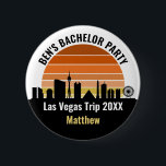 Las Vegas Strip Sunset Custom Vacation 6 Cm Round Badge<br><div class="desc">Cool custom Las Vegas skyline at sunset button or name tag for your family vacation or bachelor party trip to the city of lights. Gamble from sunrise to sundown in this city and remember it with this keepsake souvenir.</div>