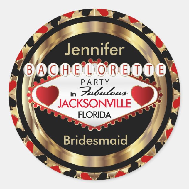 Las Vegas Style Bachelorette Party - Red Classic Round Sticker (Front)
