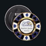 Las Vegas Styled Wedding - Gold, White & Blue Bottle Opener<br><div class="desc">Bottle Opener. Personalise Las Vegas Style Wedding - Gold, Blue and White. 📌If you need further customisation, please click the "Click to Customise further" or "Customise or Edit Design" button and use our design tool to resize, rotate, change text colour, add text and so much more. ⭐This Product is 100%...</div>