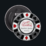 Las Vegas Styled Wedding Silver, Grey, White & Red Bottle Opener<br><div class="desc">Bottle Opener. Personalise Las Vegas Styled Wedding - Silver, Grey, White & Red. 📌If you need further customisation, please click the "Click to Customise further" or "Customise or Edit Design"button and use our design tool to resize, rotate, change text colour, add text and so much more.⭐This Product is 100% Customisable....</div>