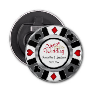 Las Vegas Styled Wedding Silver, Grey, White & Red Bottle Opener