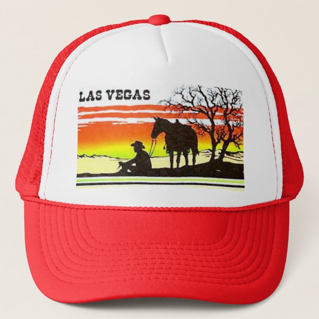 Las Vegas Sunset Cowboy Trucker Hat (Front)