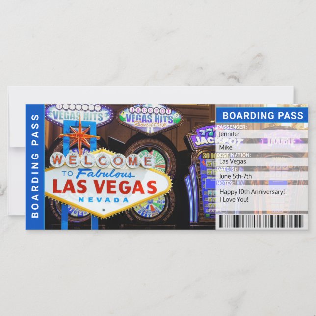Las Vegas Surprise Trip Boarding Pass Gift Ticket (Front)