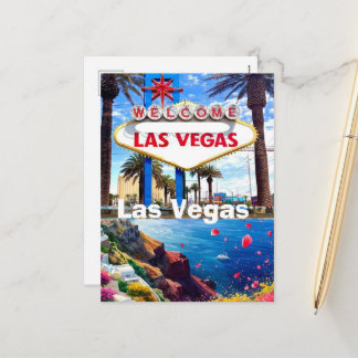 Las Vegas Travel Postcard, Las Vegas Sign, Las Veg Holiday Postcard