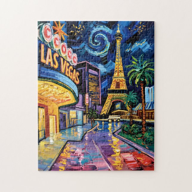 Las Vegas Travel Van Gogh Style Casino Night City  Jigsaw Puzzle (Vertical)