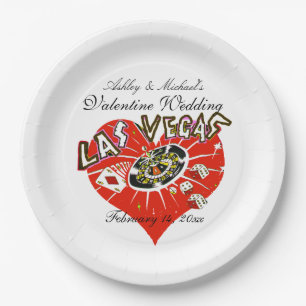 Las Vegas Valentine Wedding Paper Plate