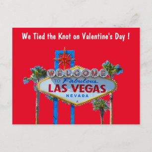 Las Vegas Valentine Wedding Photo Announcement Postcard