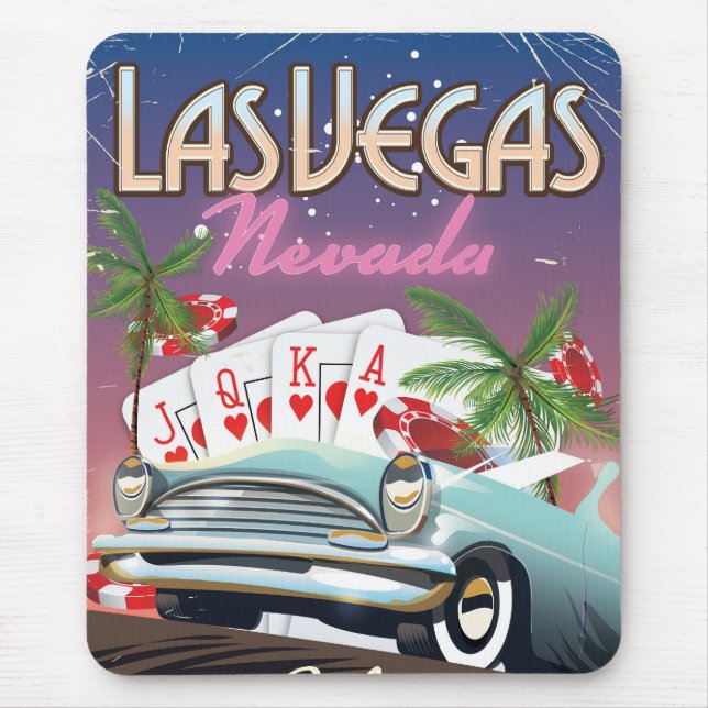 Las Vegas vintage style vacation poster Mouse Pad (Front)