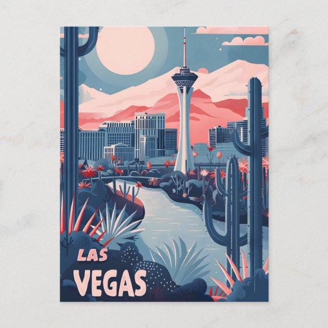 Las Vegas Vintage Travel Ad Art Postcard (Front)