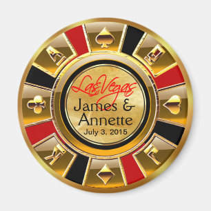 Las Vegas VIP Red Gold Black Casino Chip Favour Magnet