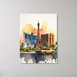 Las Vegas watercolor art Canvas Print