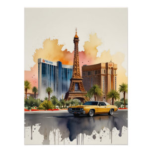 Las Vegas watercolor art Photo Print