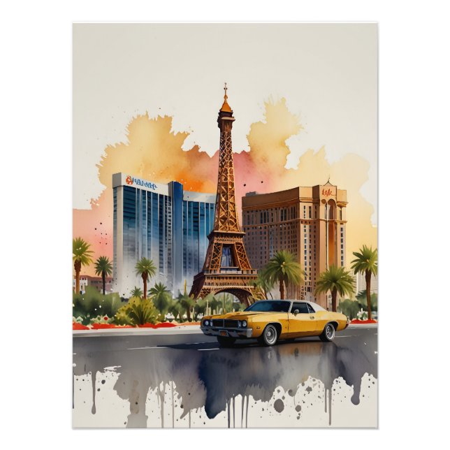 Las Vegas watercolor art Photo Print (Front)