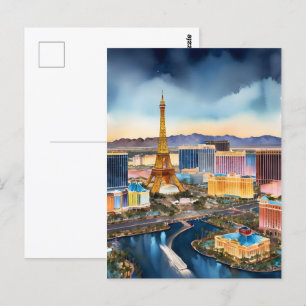 Las Vegas watercolor art Postcard