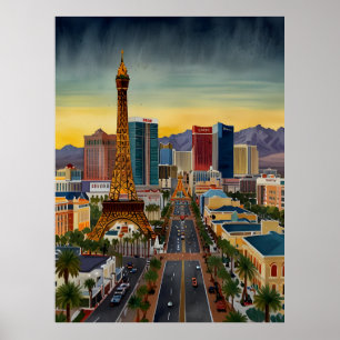 Las Vegas watercolor art Poster