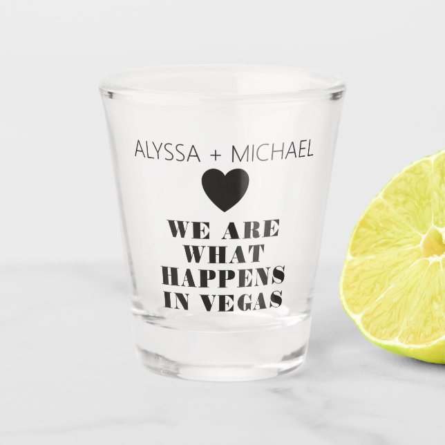 Las Vegas We Are What Happens Wedding Favour Shot Glass (Front)