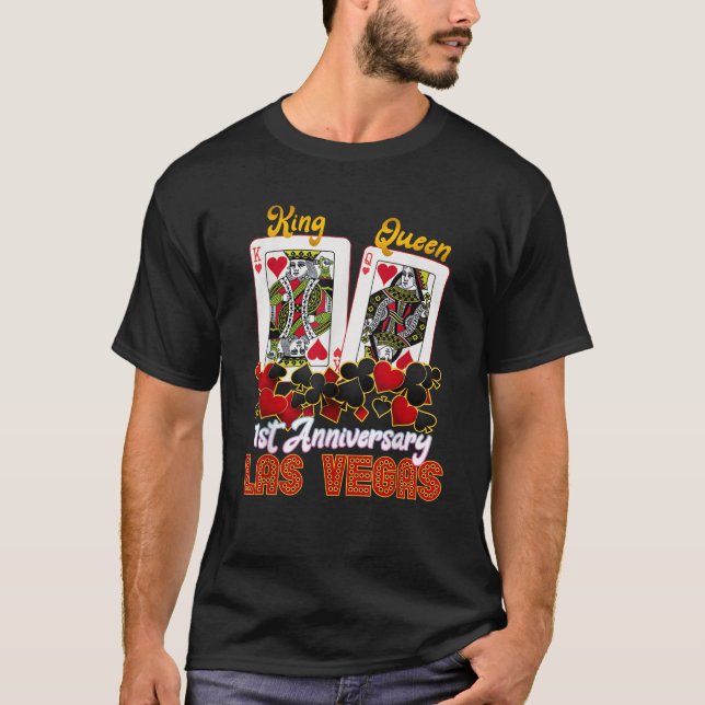 Las Vegas Wedding 1st Anniversary Couple Matching T-Shirt (Front)