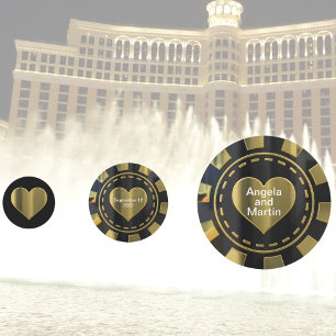 Las Vegas Wedding Anniversary Heart Casino Chip  Confetti