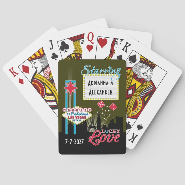Las Vegas Wedding Announcements City Neon Playing Cards (Back)