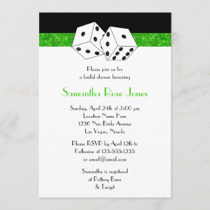 Las Vegas Wedding Bridal Shower Green Dice Theme Invitation