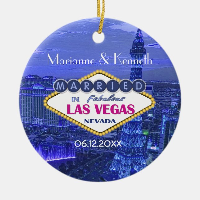 Las Vegas Wedding Ceramic Tree Decoration (Front)