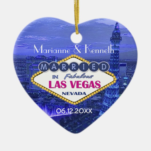 Las Vegas Wedding Ceramic Tree Decoration (Front)