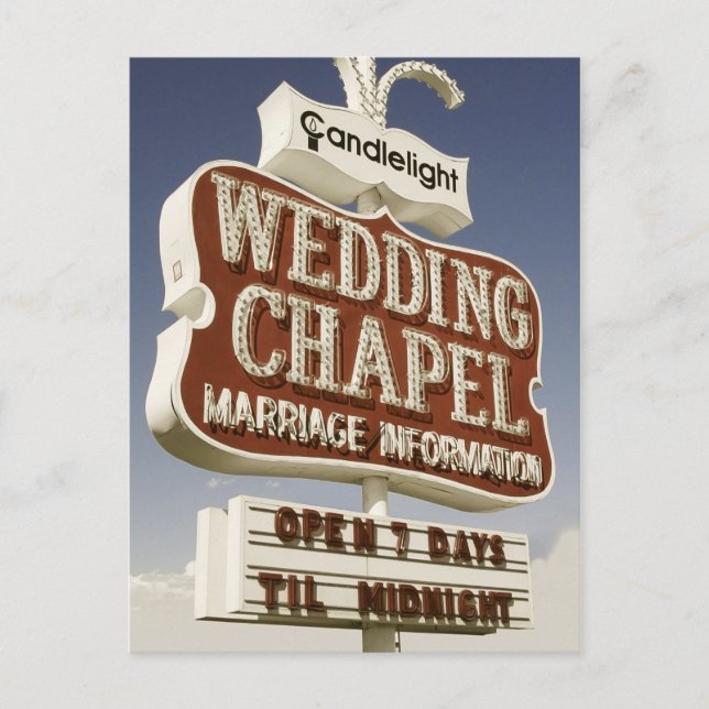 Las Vegas Wedding Chapel Retro Postcard (Front)
