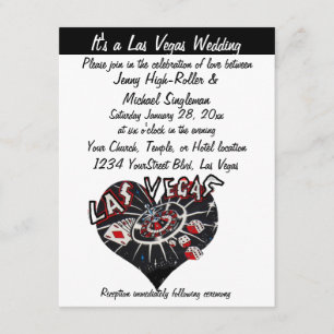 Las Vegas Wedding Contemporary Black &White Heart Invitation