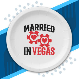 Las Vegas Wedding - Couple - Married In Vegas Paper Plate