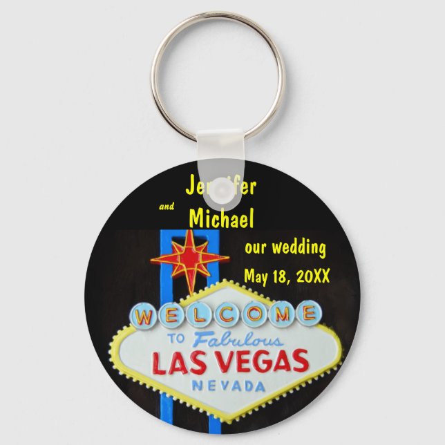 Las Vegas Wedding Date Key Ring (Front)