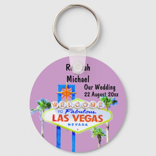Las Vegas Wedding Date Key Ring (Front)