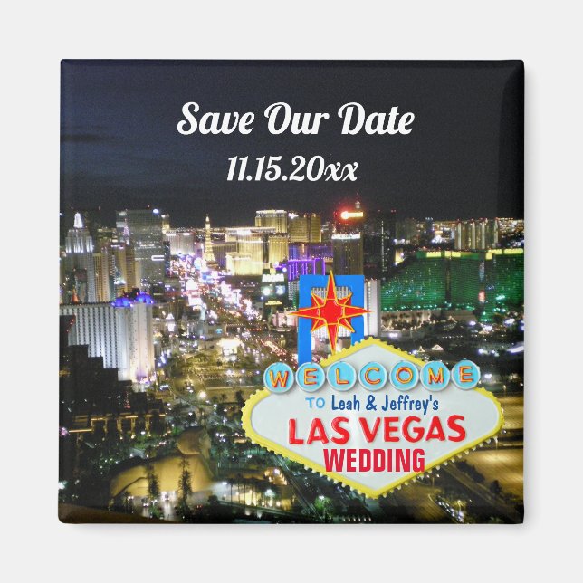Las Vegas Wedding Date Welcome Sign Magnet (Front)