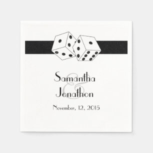 Las Vegas Wedding Dice Theme Black and White Napkin