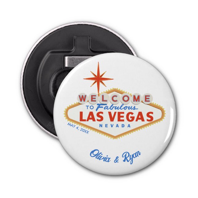Las Vegas Wedding Favour Magnetic Bottle Opener (Front)