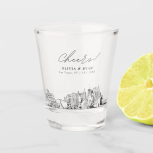 Las Vegas Wedding Favour Personalised Cheers Shot Glass