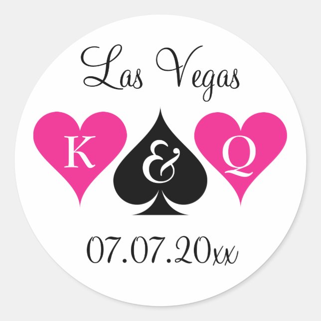 Las Vegas wedding favour stickers with monogram (Front)