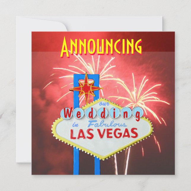 Las Vegas Wedding Fireworks Invitation (Front)