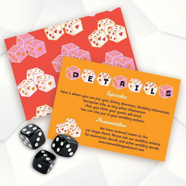 Las Vegas Wedding Funky Dice Details Information Invitation (Creator Uploaded)