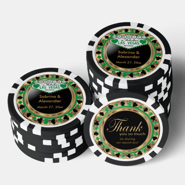 Las Vegas Wedding - Green - Personalise Poker Chips (Stack)