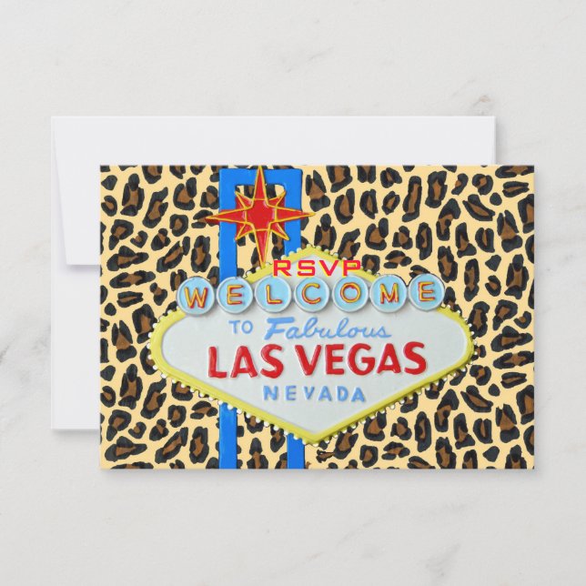 Las Vegas Wedding Guest RSVP Leopard print Invitation (Front)