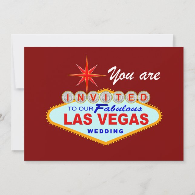 Las Vegas Wedding Invitation BURGUNDY (Front)