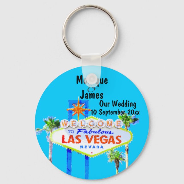 Las Vegas Wedding Invitation Key Ring (Front)