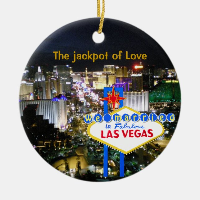 Las Vegas Wedding Jackpot Ceramic Tree Decoration (Front)
