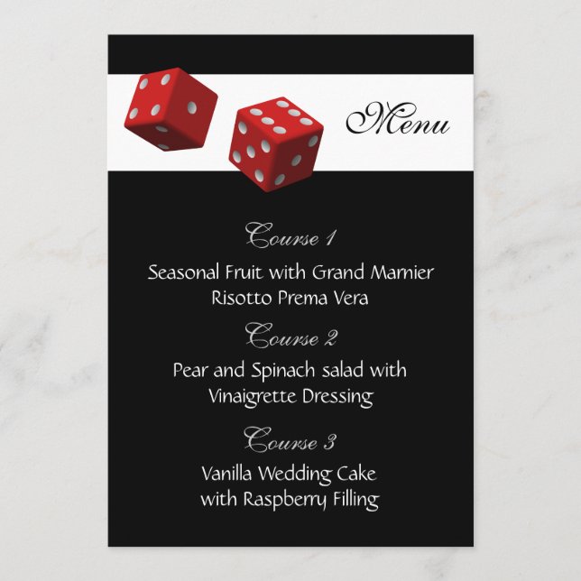 Las vegas wedding menu cards (Front)