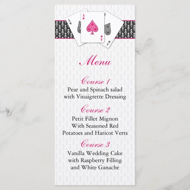 Las vegas wedding menu cards (Front)