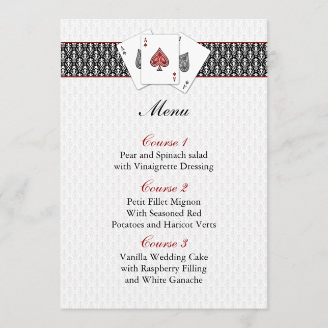 Las vegas wedding menu cards (Front)
