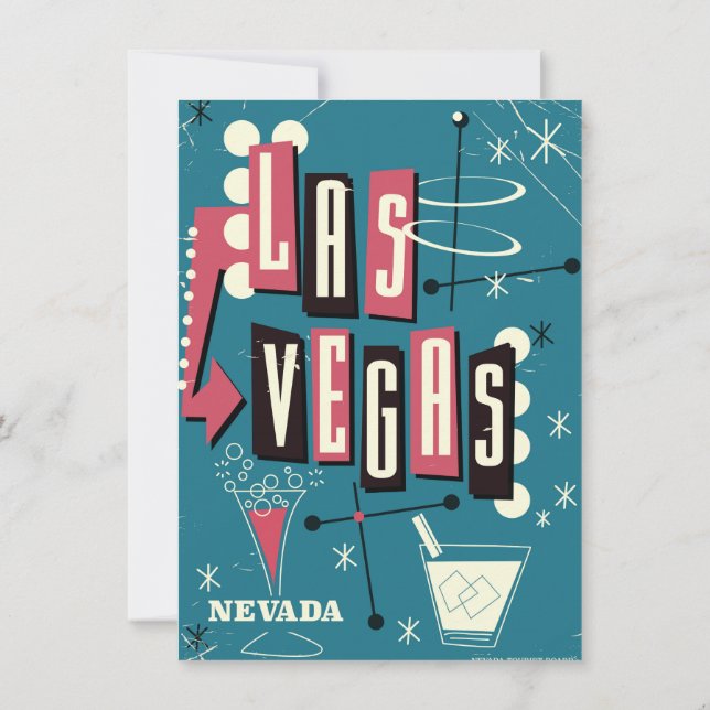 Las Vegas wedding nevada vintage travel poster Invitation (Back)