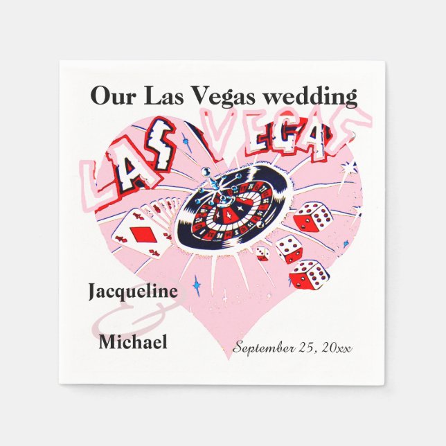 Las Vegas Wedding  Pink Heart Napkin (Front)